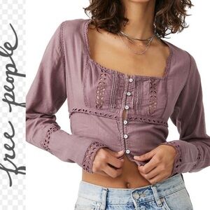 NWOT Free People Roan Roug Joi Woven Square Neck Top